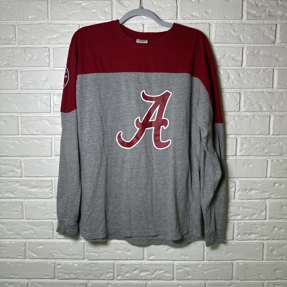 Alabama Crimson Tide M Long Sleeve T Shirt By Three Square Red & Gray